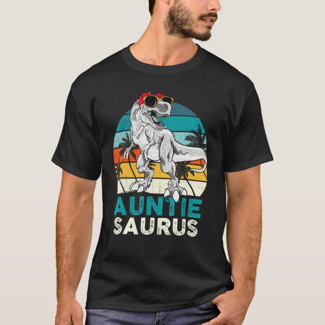 Auntie Saurus Dinosaur Matching Family T Rex Vinta T-Shirt (Front)
