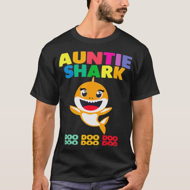 Auntie Shark Gift Cute Baby Shark Design Family Se T-Shirt (Front)