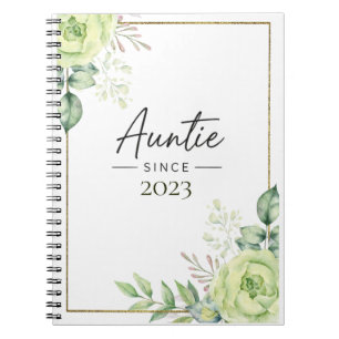 Auntie Since Personalized Year Floral Handwritten Notebook