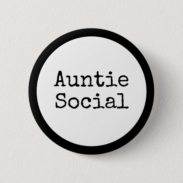 Auntie Social 2 Inch Round Button (Front)