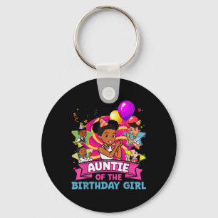 Auntie The Birthday Girl Party Pink Doll Family De Keychain