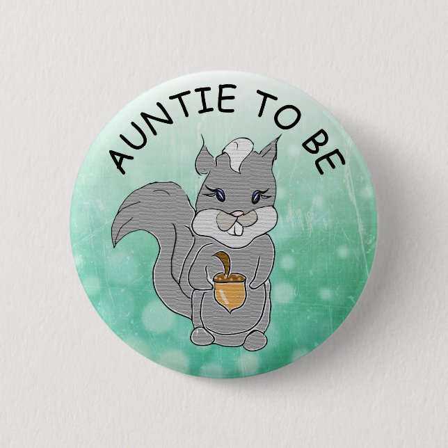 Auntie to be, Baby Shower Button Little Raccoon (Front)