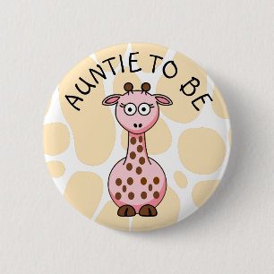 Auntie to be Giraffe Baby Shower button