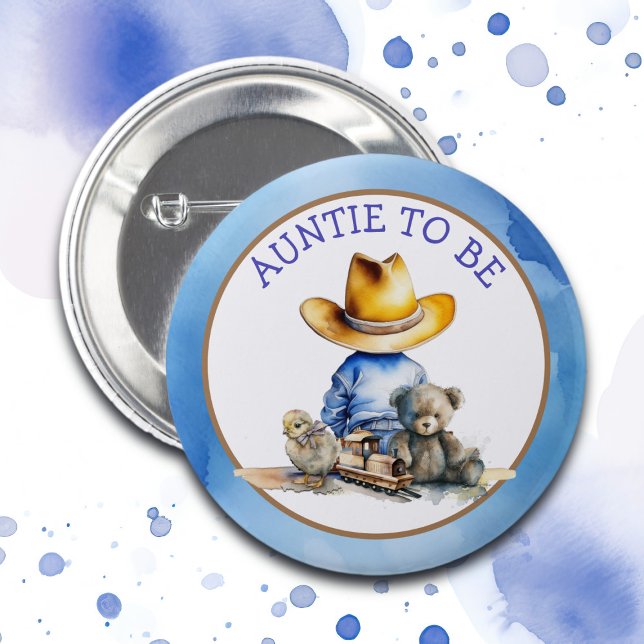 Auntie to Be of a Lil' Cowboy | Baby Shower 2 Inch Round Button (Creator Uploaded)