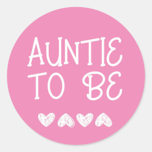 Auntie to be Pink Hearts Baby Shower Button Classic Round Sticker