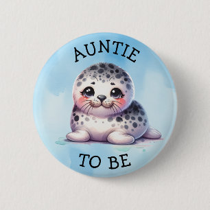 Auntie to be Polar Arctic Winter Baby Shower 2 Inch Round Button
