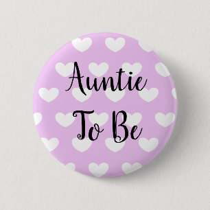 Auntie to be Purple Hearts Baby Shower 2 Inch Round Button