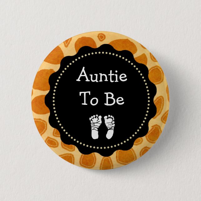 Auntie to be Zebra Print Baby Shower 2 Inch Round Button (Front)