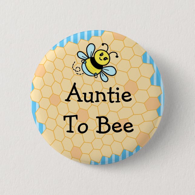 Auntie To Bee, Baby Shower 2 Inch Round Button (Front)