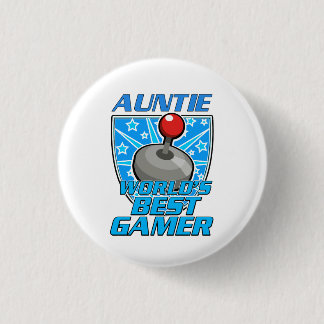 Auntie World's best gamer retro logo 1 Inch Round Button