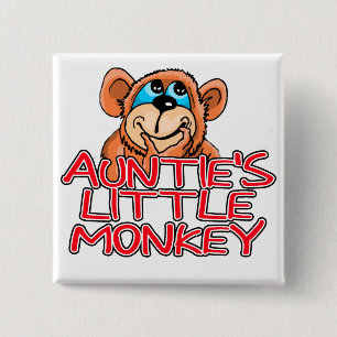 Auntie's Little Monkey Tshirts and Gifts 2 Inch Square Button