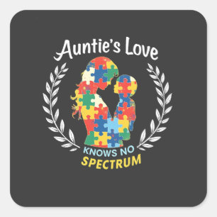 Auntie's Love Has No Spectrum Autism Awareness Square Sticker