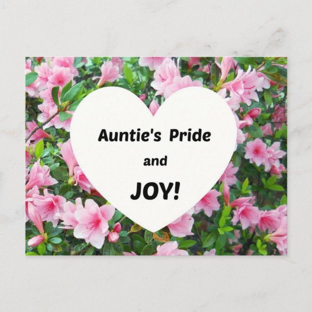 Auntie's Pride and JOY! Postcard (Front)