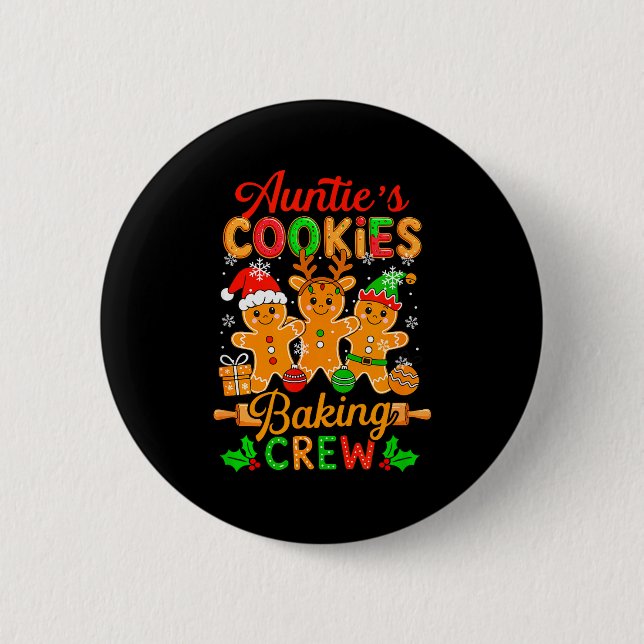 Auntie's Xmas Cookie Baking Crew Funny Baker Ginge 2 Inch Round Button (Front)