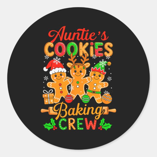 Auntie's Xmas Cookie Baking Crew Funny Baker Ginge Classic Round Sticker (Front)