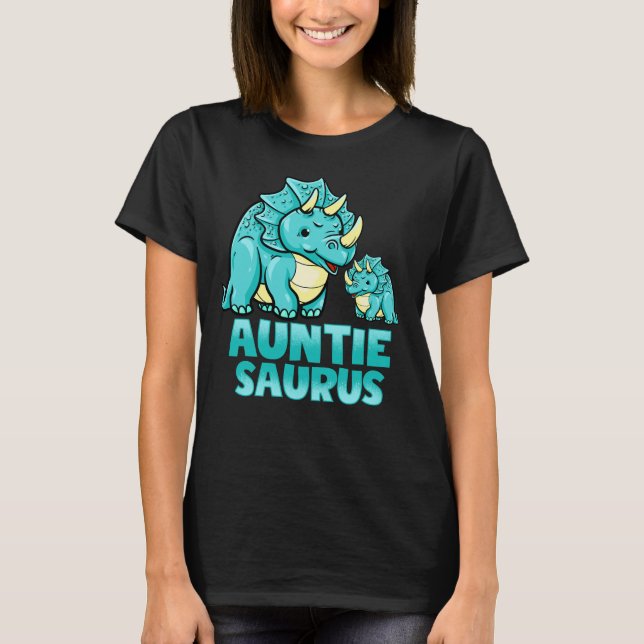 Auntiesaurus Funny Auntie Saurus Dinosaur Graphic T-Shirt (Front)
