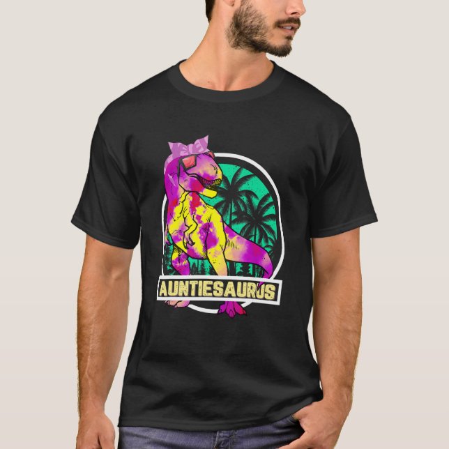 Auntiesaurus Rex Auntie Saurus Dinosaur T-Shirt (Front)