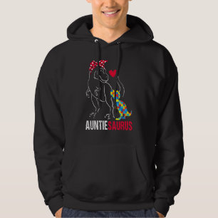 Auntiesaurus Rex Dinosaur Auntie Saurus Autism Awa Hoodie