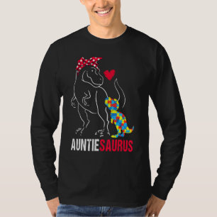 Auntiesaurus Rex Dinosaur Auntie Saurus Autism Awa T-Shirt