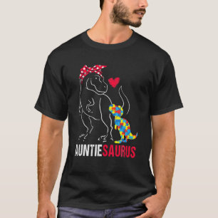 Auntiesaurus T Dinosaur Auntie Saurus Autism A T-Shirt