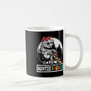 Auntiesaurus T Rex Dinosaur Auntie Saurus Autism A Coffee Mug