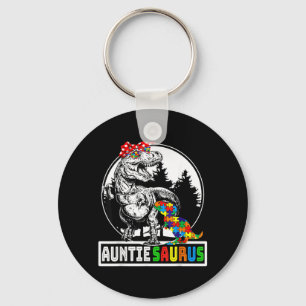 Auntiesaurus T rex Dinosaur Auntie Saurus Autism Keychain