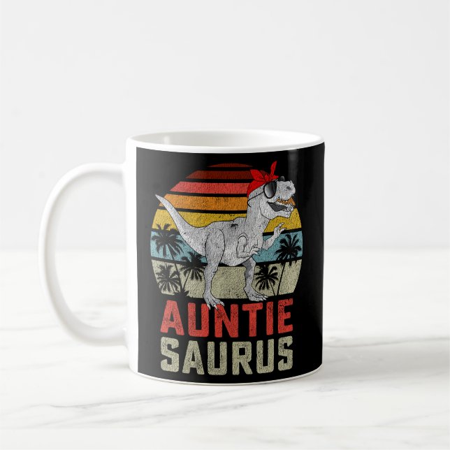 Auntiesaurus T Rex Dinosaur Auntie Saurus Family Coffee Mug (Left)