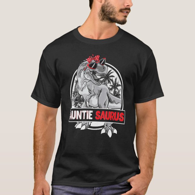 Auntiesaurus T rex Dinosaur Auntie Saurus Family M T-Shirt (Front)