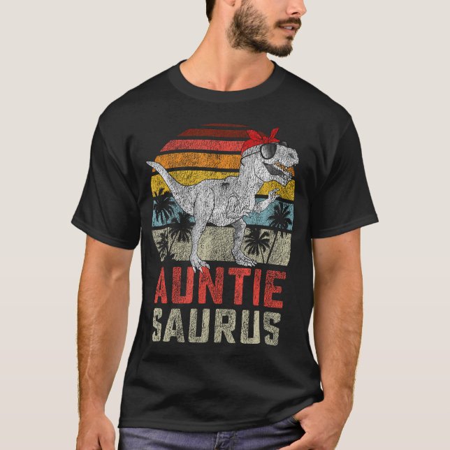 Auntiesaurus T Rex Dinosaur Auntie Saurus Family M T-Shirt (Front)