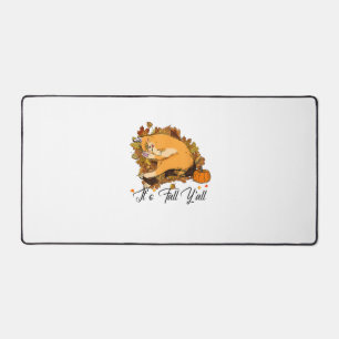 Auntumn Cat It’s Fall Y’all Pumpkins Autumn Hallow Desk Mat