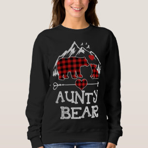 Aunty Bear Christmas Pajama Red Plaid Buffalo Fami Sweatshirt