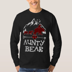Aunty Bear Christmas Pajama Red Plaid Buffalo Fami T-Shirt