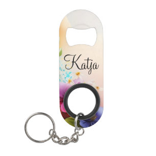 Auqarell Blumen auf Halbmond Keychain Bottle Opener