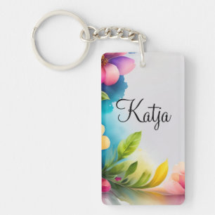 Auqarell Blumen bunt Keychain