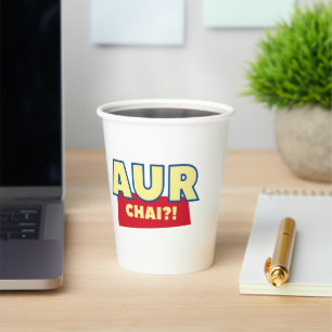Aur Chai Humor Party Cups, Funny Chai Tea Pun Paper Cups