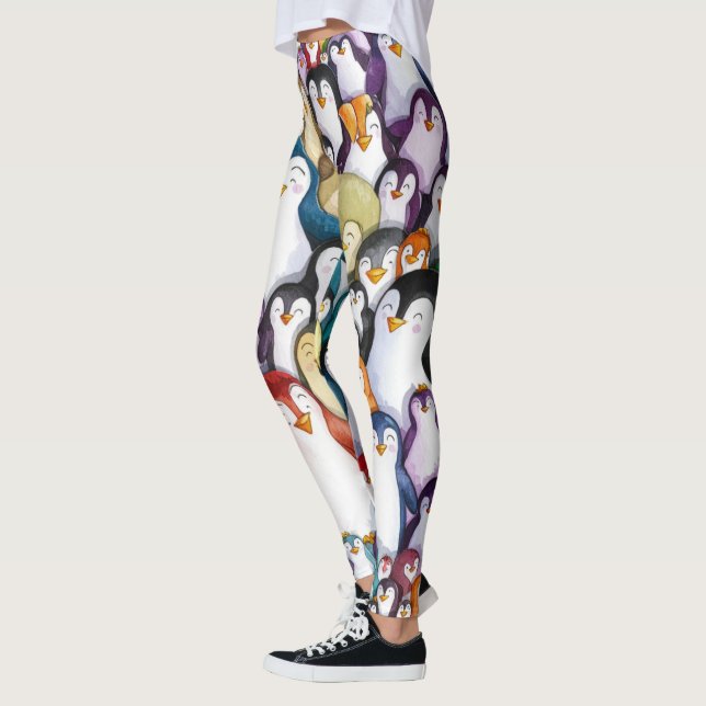 Aura arctique : Pingouin Design Aquarelle Leggings (Gauche)