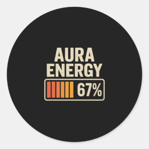 Aura Energy 67 Meme Funny Gen Alpha Slang Retro Vi Classic Round Sticker