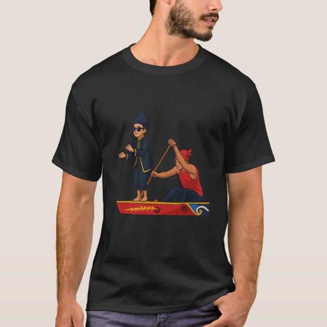 Aura Farming Boy Dancing on Boat Meme Trendy Indon T-Shirt (Front)