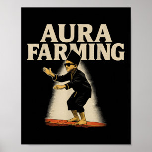 Aura Farming Indonesian Boat Race Kid Meme  Poster