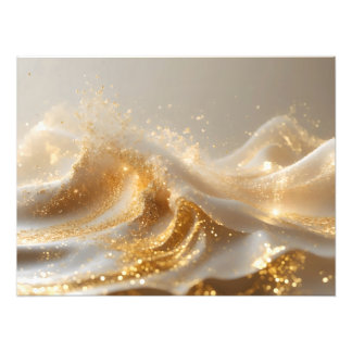 Aura of Gold – Elegant White & Gold Abstract Wall Photo Print