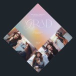 Aura pastel rainbow multi photo typography graduation cap topper<br><div class="desc">Graduation gift multi photo modern elegant stylish contemporary design. Contemporary rainbow pastel rainbow aura design.</div>