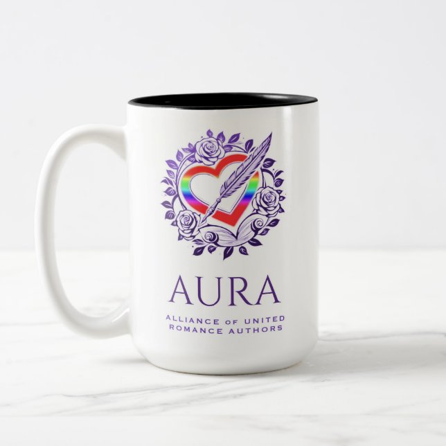 AURA rainbow and purple Two-Tone Coffee Mug (Left)