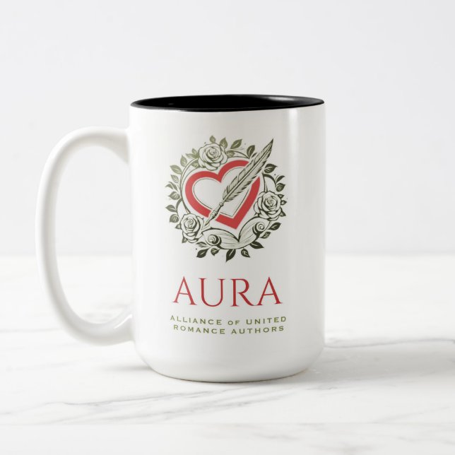 AURA red heart green wreath mug (Left)