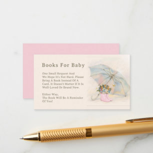Aura Umbrella Floral Pink Boots Books For Baby Enclosure Card