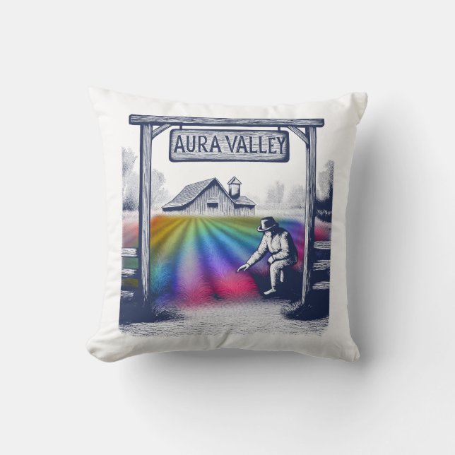 Aura Valley Farm Throw Pillow (Front)