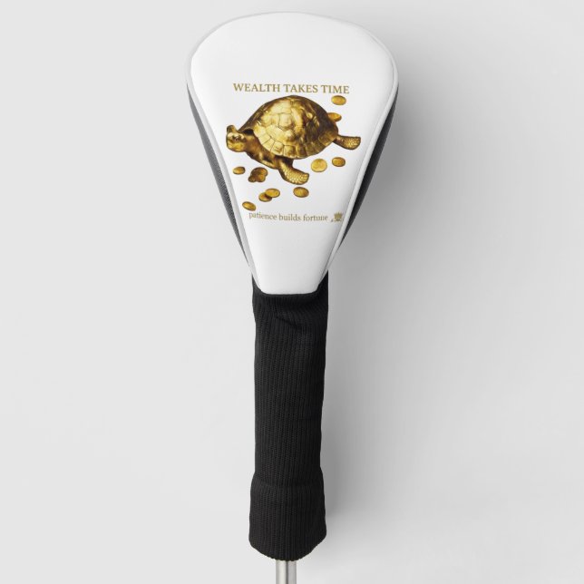 AURALUXY™ Golden Turtle – Wealth Mindset Golf Head Cover (Front)