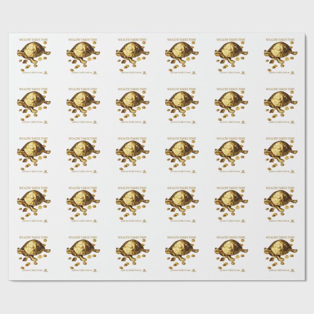 AURALUXY™ Golden Turtle – Wealth Mindset Wrapping Paper (Flat)