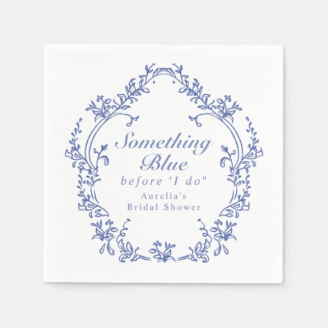 AURELIA Chinoiserie Something Blue Bridal Shower Napkin (Front)