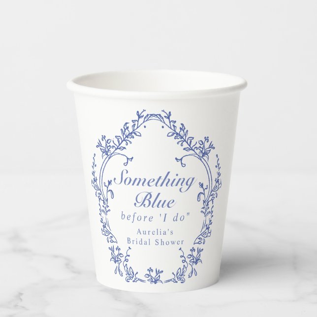 AURELIA Chinoiserie Something Blue Bridal Shower Paper Cups (Front)