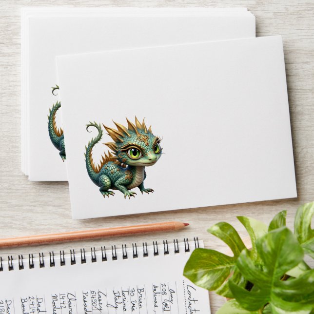 Auren – Little Emerald Forest Dragon Envelope (Stacked)